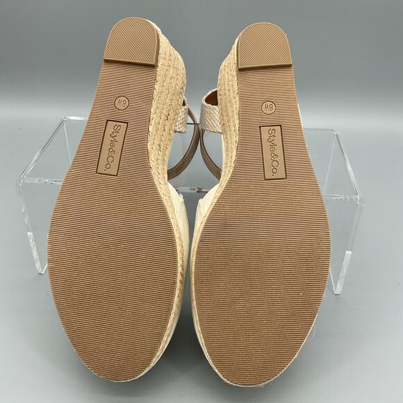 NEW Style & Co Women’s Mailena Wedge Espadrille Sandals Beige Size 8W - Picture 8 of 10